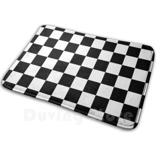 Black And White Square Carpet Mat Rug Cushion Soft Non - Slip Modern Black And White Geometric Black Square White
