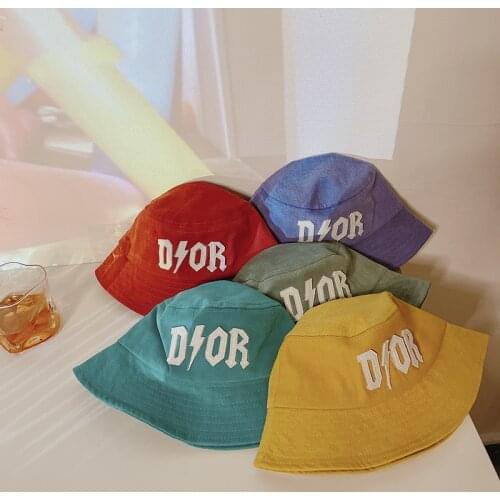 Kids Children Hat Autumn Winter Trend Alphabet Cloth Label Boys Girls Basin Cap Cotton Flat Caps Beach Toddler Baby Bucket Hats