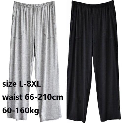 Men Plus Size Pants 7XL 8XL 60-160KG summer new large size mens modal loose home wear sleep bottoms pants soft Breathable pants