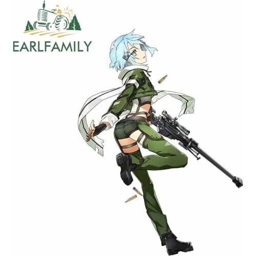 EARLFAMILY 13cm x 9.6cm for Asada Shino Sword Art Online Car Sticker Cartoon RV Anime Refrigerator Decal VAN Cartoon Car Styling