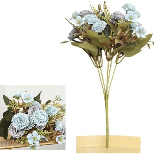 Fake Artificial Carnation Flowers Silk Flower Plastic Plants Leaves Wedding Decoration Bouquet 11 Heads Home Decor