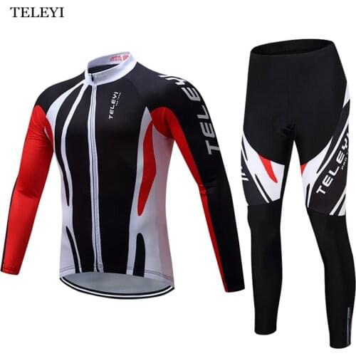 TELEYI Team Pro Team Long Sleeve Ropa Ciclismo Cycling Jersey Bib Pants Sets Winter Mens Pro Racing Bicycle Clothing Uniform