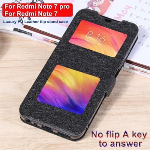 Open window leather case For Xiaomi Redmi Note 7 flip cases For Xiaomi Redmi Note 7 pro back cover case for redmi Note7 pro 7pro