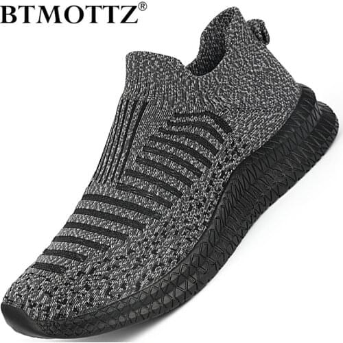Fashion Trend Casual Shoes Men Knitted Mesh Outdoor Sneakers Men Slip-on Sock Shoes Breathable Sport Shoes Men Zapatillas Hombre