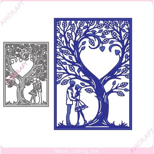 Love Tree Hollow Frame Metal Cutting Dies for DIY Scrapbooking Photo Album Decorative Embossing PaperCard Crafts Die2021