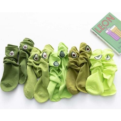 Cute Avocado Embroidery Funny Socks Women Harajuku Fruit Heap Heap Meias Divertidos Creative Sokken Chaussette Femme