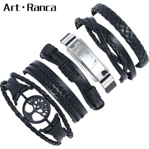 Fashion punk braided leather couple Bracelet DIY combination suit handrope