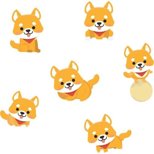 Three Ratels C539 Cute cartoon Shiba Inu wall stickers for kids car sticker laptop decal Kitchen decoration bathroom stickers