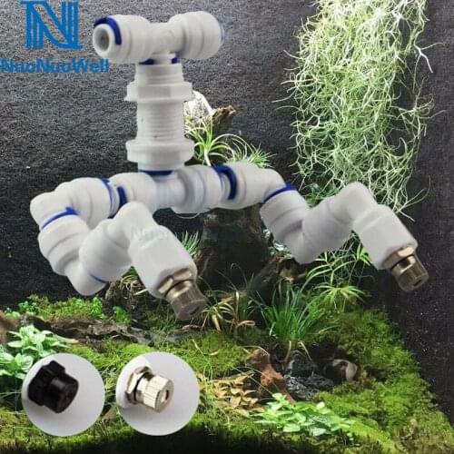 NuoNuoWell Reptiles Tank Sprinkler Rainforest Aquarium Mist Nozzle 360 Adjustable Aquatic Pet Cooling System For 1/4'' Pipe Tube