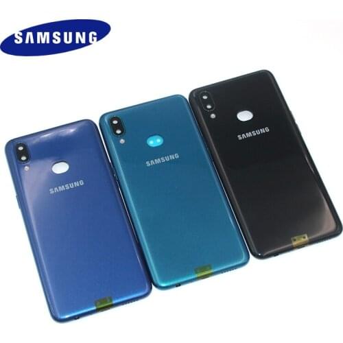 Original Samsung Galaxy A10S 2019 Plastic Battery Back Cover Door Housing Replacement Repair Parts Protection Case + Camera Lens