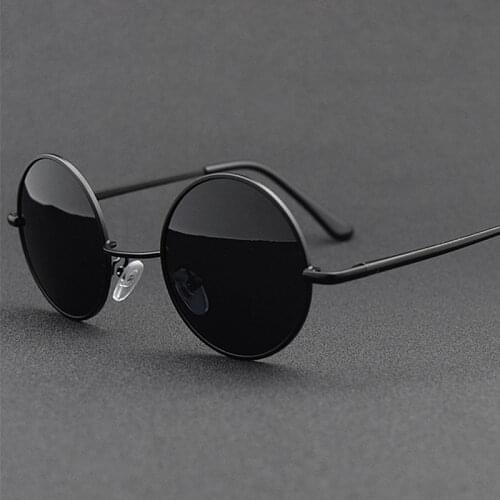 New Classic Retro Vintage Round Polarized Sunglasses Men Brand Designer Sun Glasses Women Metal Frame Black lens Eyewear Driving