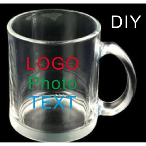 325ML(11oz) DIY print Glass Mug Cup customize Photo Image LOGO Text Transparent White Creative Gifts Souvenir Promotion Sell
