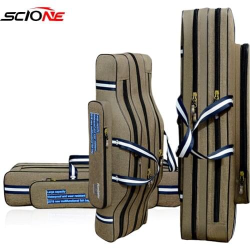 Winter Fishing Rod Bag 2/3/4 Layer 80/120cm Fishing Backpack Nylon Waterproof Portable Multifunction Travel Sac de pêche XA191G