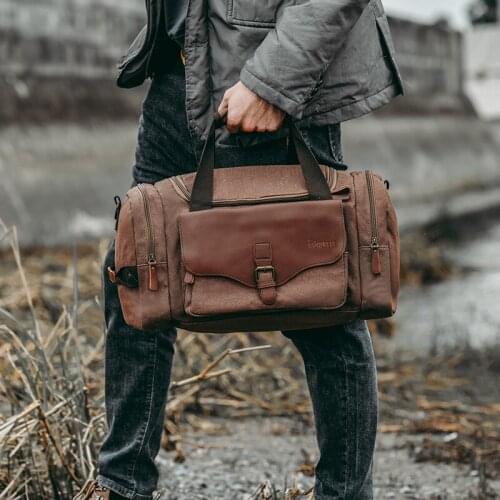 Men Weekend Bag Canvas Multifunction Leather Bags Carry on Luggage Bag Tote Utility Large Capacity Travel Bag Dropshipping