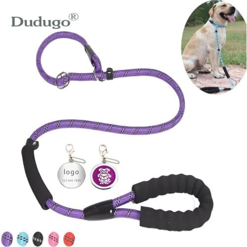 Dadugo Reflective Adjustable Dog P Rope Pet Leash For Dog Training Rope With Personalized Custom Dog Tags DropShipping