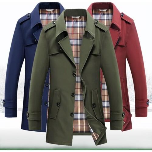 Men Trench British Style Classic Trench Coat Hotsale Mens 2020 Autumn Medium Long Light Jacket Fashion Lapel Male Windbreaker