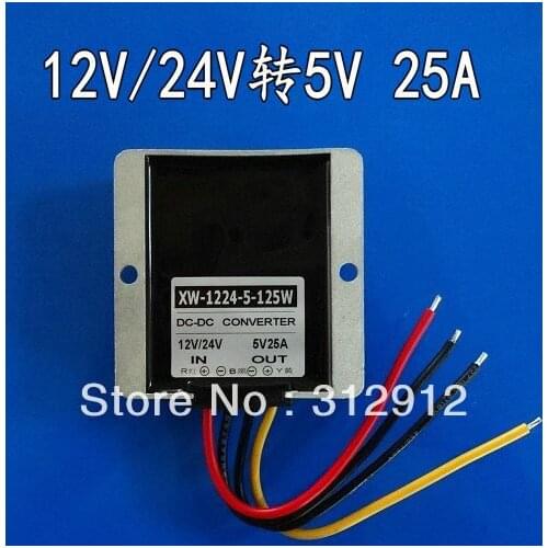 Waterproof DC DC buck convertor,DC 12V/24V (8.5V-40V)input,5V/25A/125W output