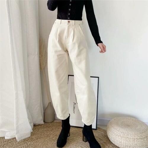 2021 New Arrival 14 Colors Fashion Loose Boyfriend Jeans Women cotton Denim Trousers Harem Pants High Waist Casual Streetwears