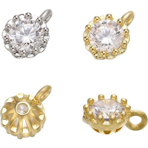 ZHUKOU 6x8mm Mini Brass Crystal Necklace Pendant for Women DIY Necklace Bracelet Jewelry Pendant Accessories model: VD665