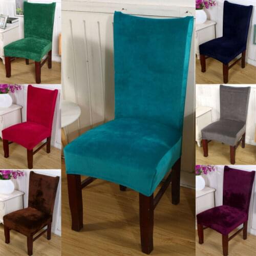 1PC Stretch Fox Pile Velvet Fabric Dining Room Party Wedding Stretch Kitchen Home Hotel Banquet Chair Seat Covers Spandex New
