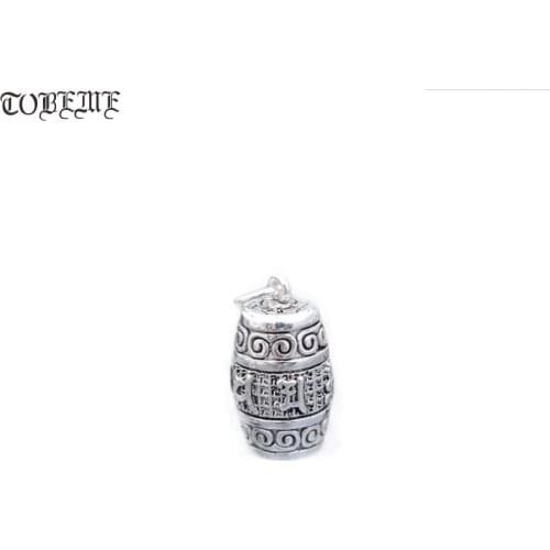 100% 925 Silver Tibetan Pendant Thai Silver 925 Sterling Tibetan Six Words Pendant Buddhist OM Mantra Pendant Good Luck Amulet