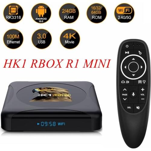 5PCS Android 10 TV Box HK1 RBOX R1 mini 4GB 64GB Rockchip RK3318 Quad Core 2.4G/5G Dual Wifi 1080p Google Play 4K Media Player