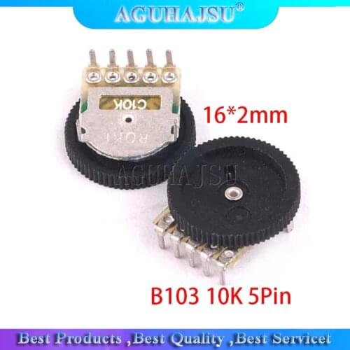 5pcs Double Gear tuning potentiometer B103 10K 5Pin 16*2mm Dial Potentiometer