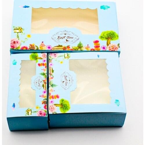 50 PCS Paper Gift Box Wedding Candy Cookie Sweet Cake Boxes With Window Flower Gift Boxes Wedding Party Kids Birthday Favors