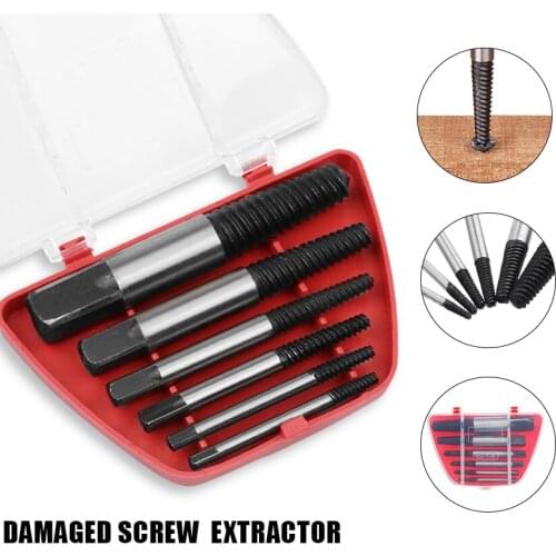 6Pcs Steel Damaged Screw Extractor Drill Bit Broken Speed Out Guide Set Broken Bolt Remover Easy Out Tool Accessories