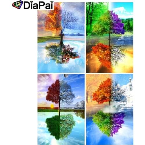 DIAPAI 100% Full Square/Round Drill 5D DIY Diamond Painting "Four seasons tree scenery" 3D Embroidery Cross Stitch Home Decor