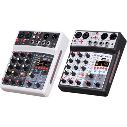 Wireless 4 Channel 2 Mono Stereo Audio Mixer Bluetooth Sound Mixing Console USB Play School Family Party DJ Audio Mixer