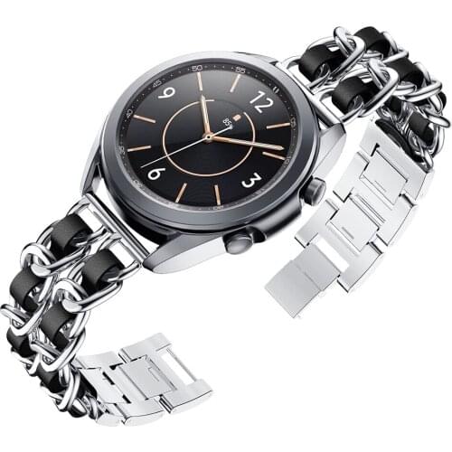 For Samsung Galaxy Watch4 Classic 46mm 42mm Band Stainless Steel Metal Leather Chain Wristband Galaxy Watch4 44mm 40mm Bracelet