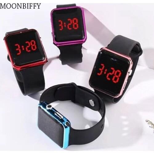 Simple Womens Digital Watch Pink Strap Led Electronic Kids Watches Boy Square Dial Wristwatches Women Men Bracelet Reloj Mujer