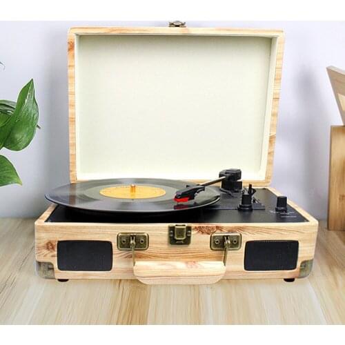 Suitcase Record Player Vintage Phonograph 3-Speed Belt-Driven Turntable Record Player with Aux in RCA Output Headphone Jack