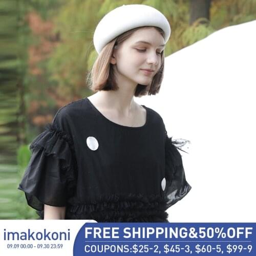 Imakokoni black mesh dress original design Japanese loose long short-sleeved female summer 182295