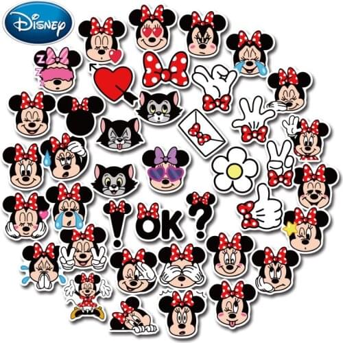 Disney 40pcs cute Minnie stickers childrens cartoon mini mobile phone water cup luggage waterproof cute sticker set