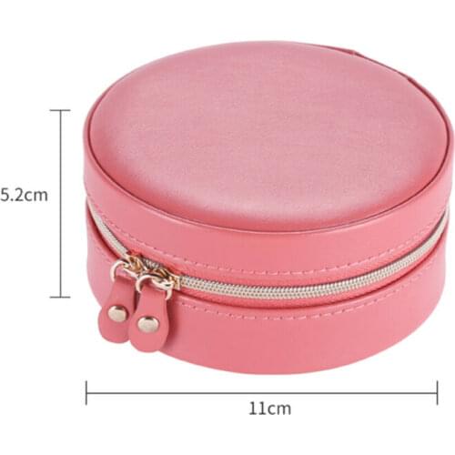 Travel Jewelry Box, Portable Round Jewelry Storage Case Display Holder for Necklace Rings Earrings Bracelets