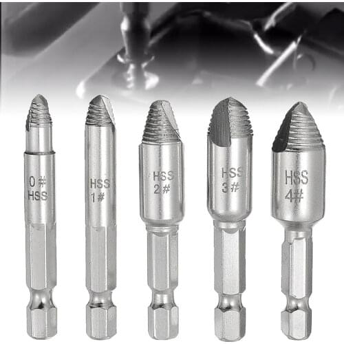 5pcs Damaged Stripped Broken Screw Extractor Drill Bit Tool Set Hex Shank Cross Head Bolt Remover Stud Removal Tool
