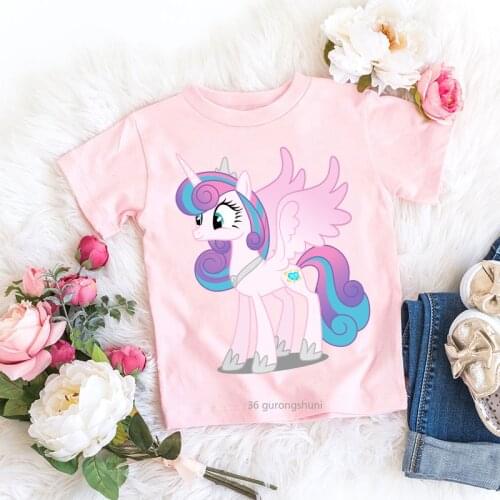 Colorful Unicorn Graphic Print Children T Shirt Cute Kids Pink Clothes Summer Kawaii Girls T-shirt Funny Toddler Baby T Shirts