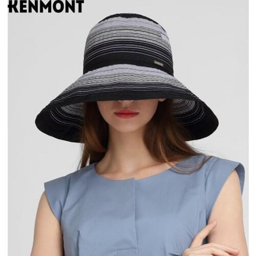 Kenmont hat lady with rope summer basin hat plate border sunburn hat large brim UV protection outdoor shading