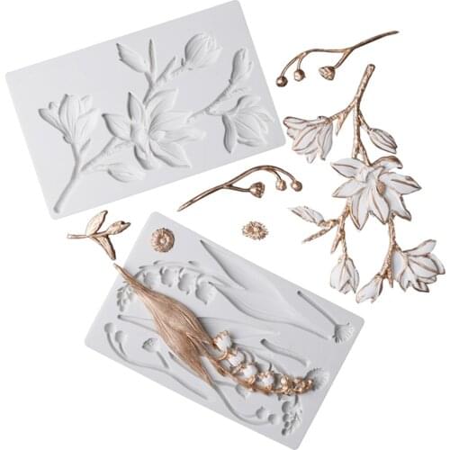 Luyou 1pc Flowers Resin Silicone Cake Molds Fondant Moulds Cake Decorating Tools, Pastry Kitchen Baking Accessories FM1950