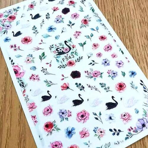 Newest F543 581 Peacock pattern nail sticker decal stamping back gule DIY nail decoration tools