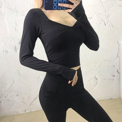 Autumn Winter New Yoga Clothes Women Sports Long-sleeved T-shirt with Chest Pad Quick Dry Running Fitness Slim Slimming Top