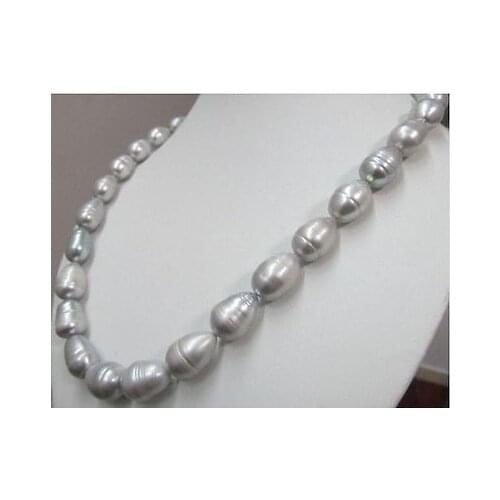 New 18''9-10 MM Tahitian GRAY PEARL NECKLACE 14K clasp