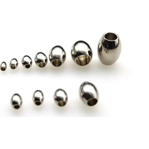 4mm 5mm 6mm 7mm Stainless Steel Oval Spacer Beads Fit Charm Bracelet Necklace Metal Tube Beads for DIY Jewelry Making Findings