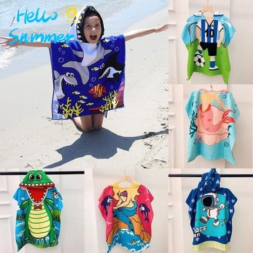 Poncho for Children Pool Towel Child Microfiber Quick-drying Absorbent Baby Hooded Bath Towels Beach Robe Shower Swim Bathrobe