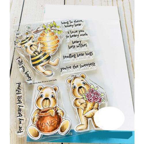 Cute bear honey clear silicone stamps for diy scrapbooking bullet journal craft supplies stamp photo album card making