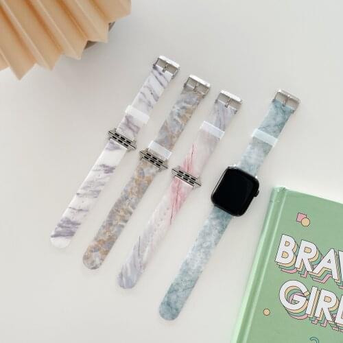 Marble Pattern Watch Strap For iWatch Series SE 6 5 4 3 Printing Bracelet For Apple Watch SE 6 5 44mm 40mm 38mm 42mm Watch band