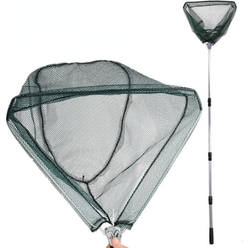 Aluminum Alloy 130/190cm Retractable Fishing Net Telescoping Foldable Landing Net Pole Folding Landing Net For Fly Fishing