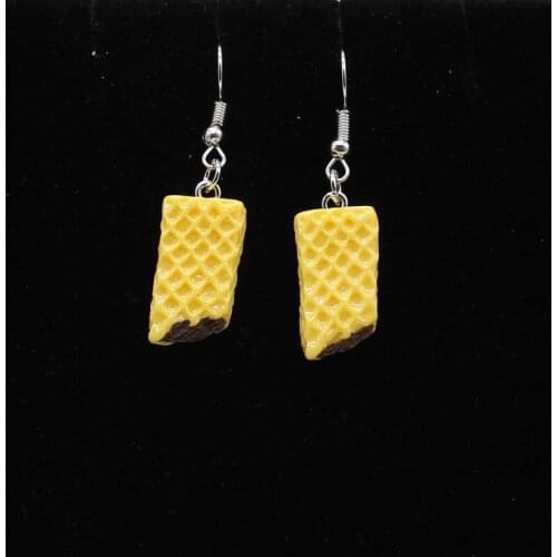 Cute Resin 3D Wafer Biscuit Earrings Simulation Miniature Food Art Charm Ladies Girls Gift Jewelry